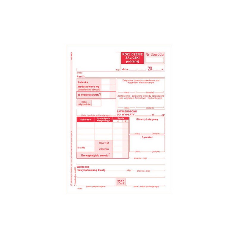 Rozliczenie Zaliczki A6-Offset 409-5 MiP 40k